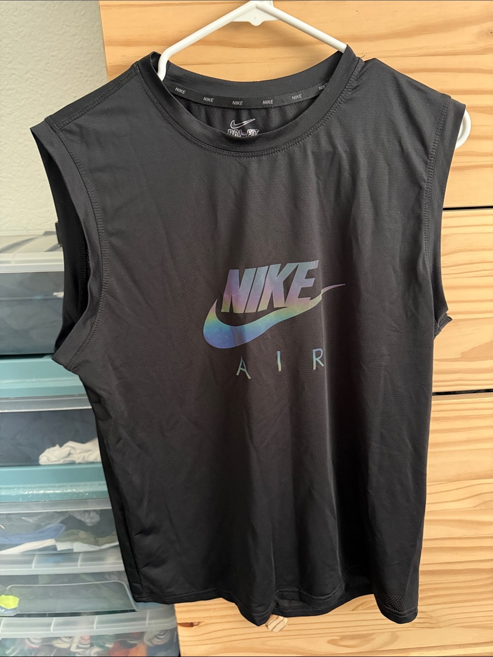 Nike Black Sleeveless Tank with Iridescent Nike Air Logo